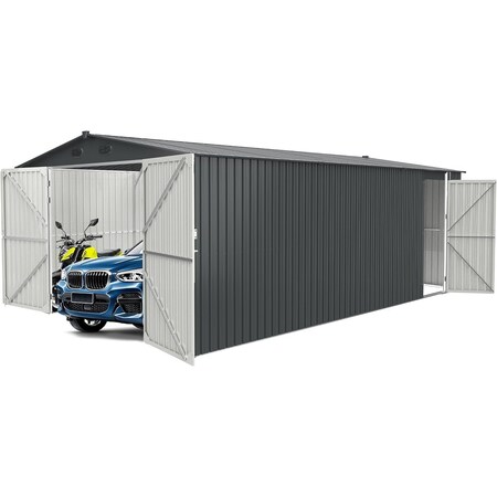 Chery Industrial Outdoor Large Metal Storage Shed 20x10FT, Garden Shed for Car, Truck, Bike, Garbage Can, Tool DOUMS1020DG01